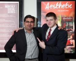Peter Garafalo (right), who debuted his first feature-length film Friday, poses with Dhanesh Mahtani, the composer for his movie, Aesthetic. Photo by Johannes Markus courtesy of Peter Garafalo.