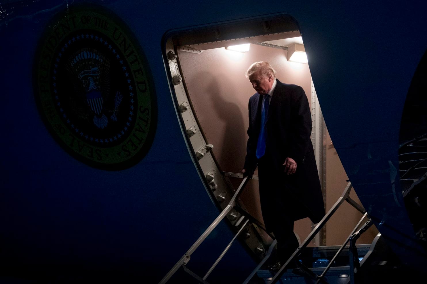 President Trump arrives at Joint Base Andrews on Monday. (Andrew Harnik/AP)